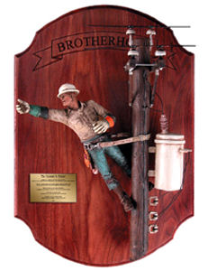FREE SHIP Brotherhood of the Lineman Sculpture- Michael Garman Statue